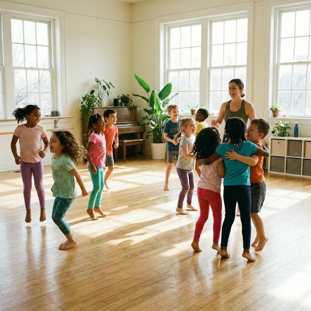Children participating in after-school enrichment dance class